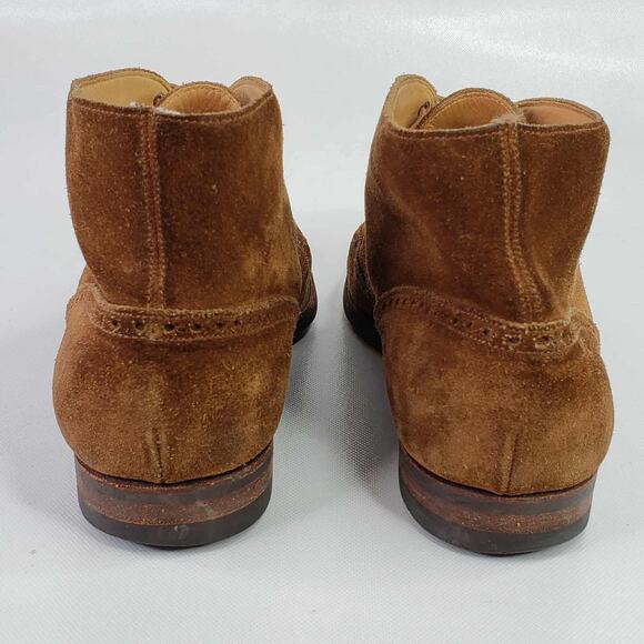 Peal & Co x Brooks Brothers Suede Chukka Boots Wingtip Mens Size 11 D Brown - Picture 3 of 11